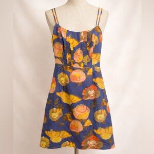 Maeve Anthropologie Modern Boho Silk Floral Dress | Artful Back Button Detail/10